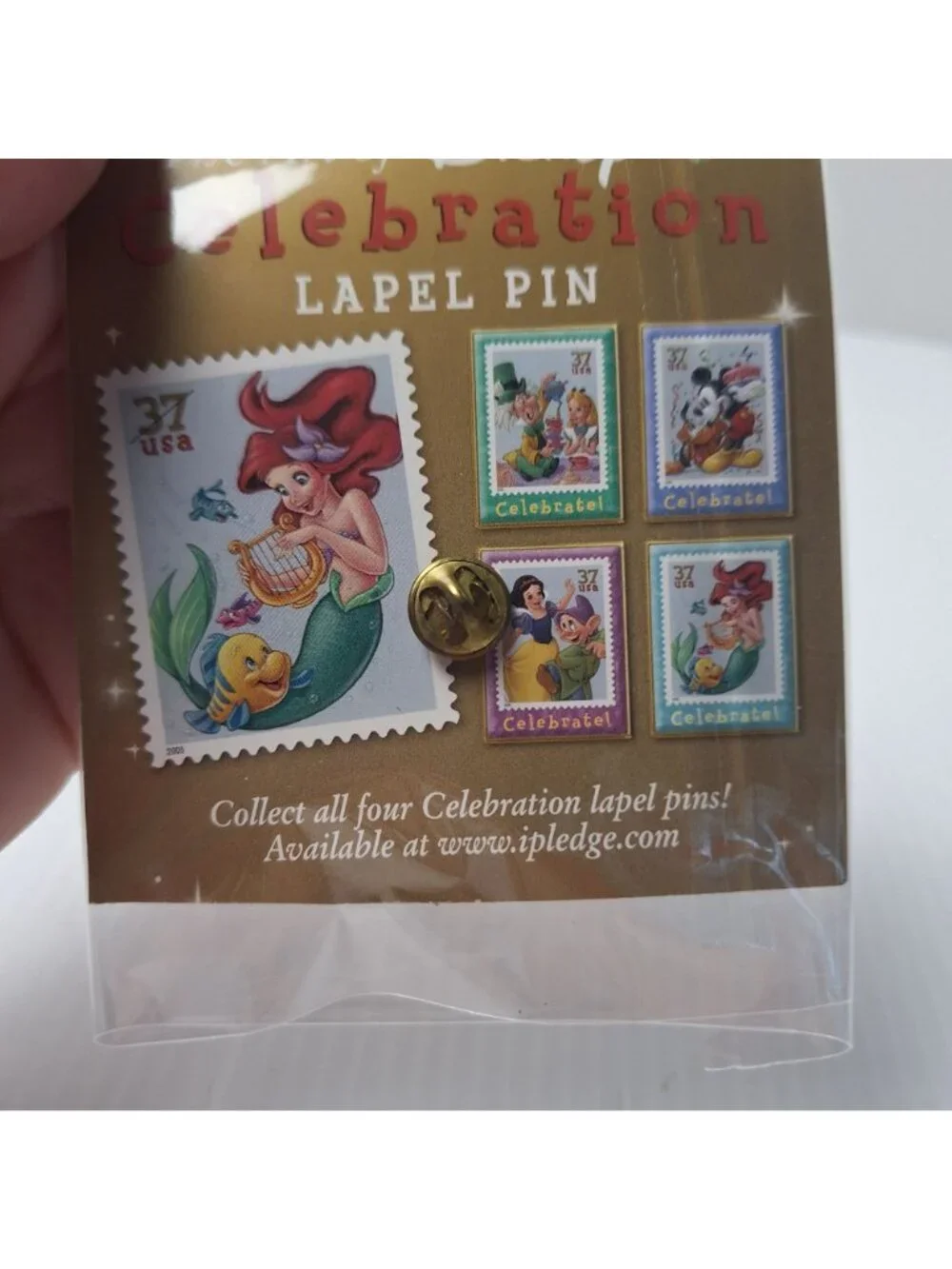 VINTAGE 2005 THE ART OF DISNEY CELEBRATION USPS LAPEL PIN ARIEL & FLOUNDER NWOT